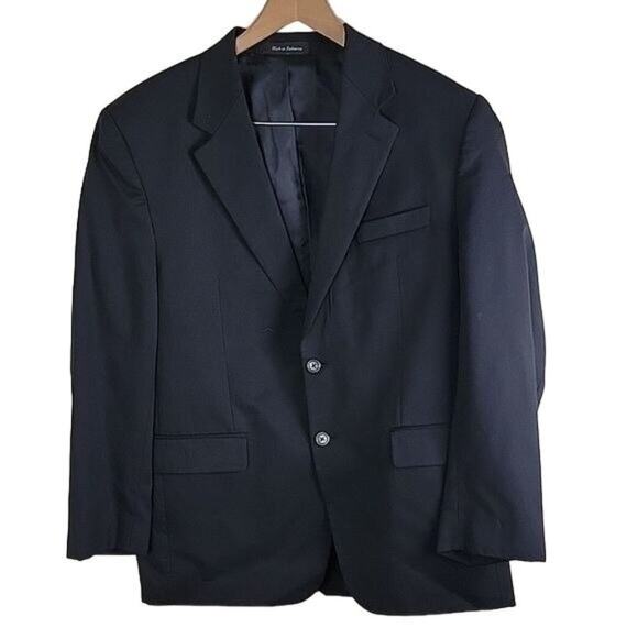 CHAPS Pure Wool Suit Blazer Men's size 42R Two Button Black Vintage - Picture 11 of 11